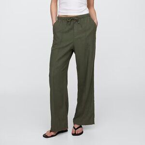 Gap Factory Mid Rise Linen-Blend Pull-On Wide-Leg Pants